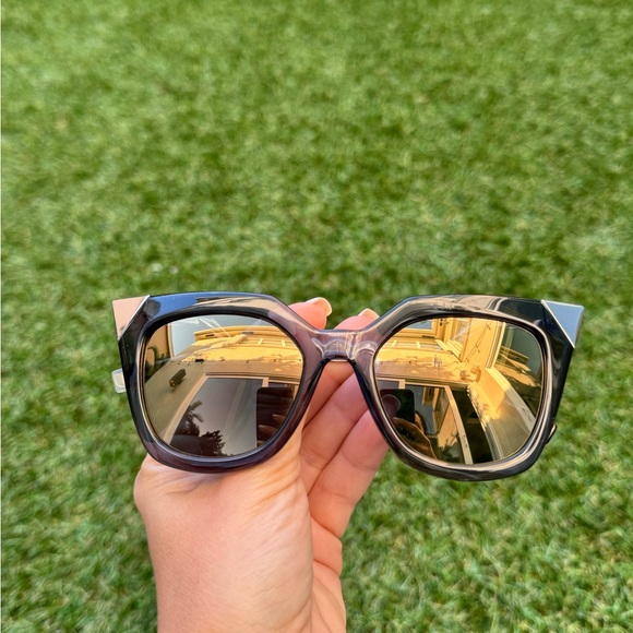 FENDI IRIDIA 52MM FF0060/S MIRRORED CAT EYE BLUE YELLOW METALLIC SUNGLASSES - Picture 13 of 13